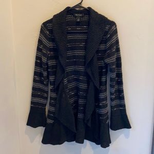 Black Cardigan with Ruffle Style Sleeves